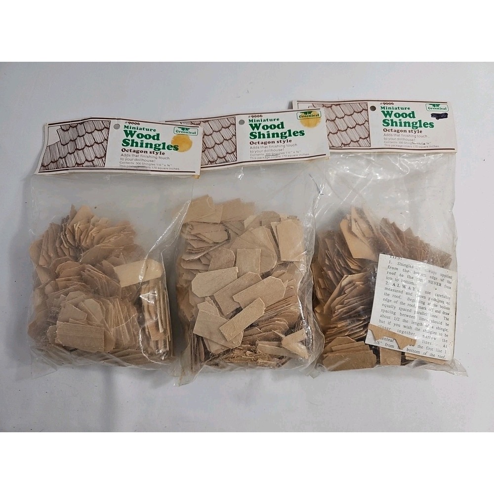 VTG 3 Pack  Greenleaf Octagon Style Dollhouse Roof Shingles - 300‎ Each~  #9006
